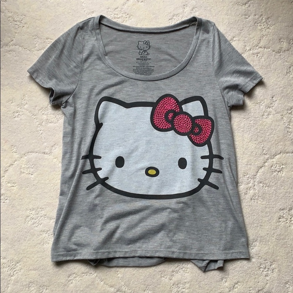 Gray Hello Kitty Super Soft T-shirt w/Dazzle Bow